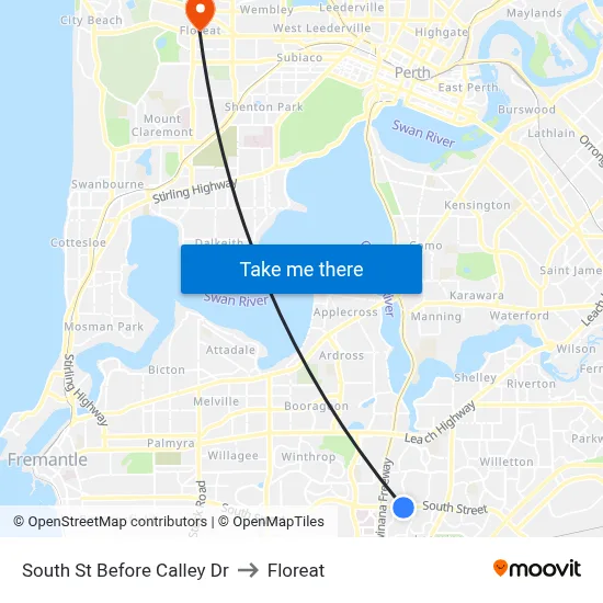 South St Before Calley Dr to Floreat map