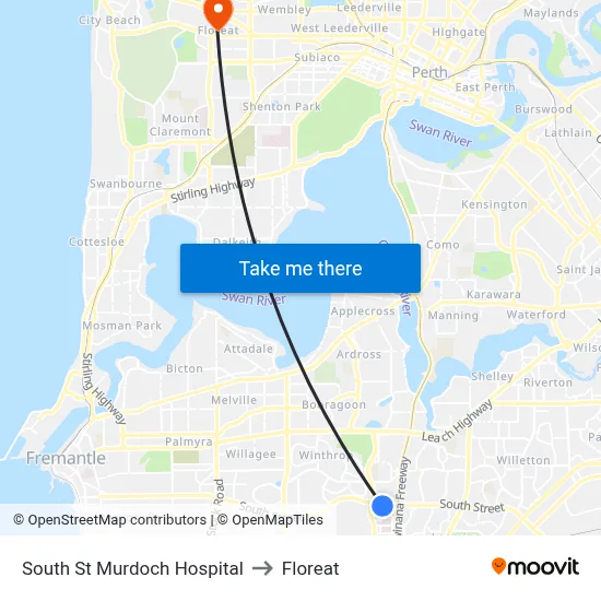 South St Murdoch Hospital to Floreat map