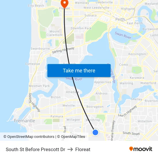 South St Before Prescott Dr to Floreat map