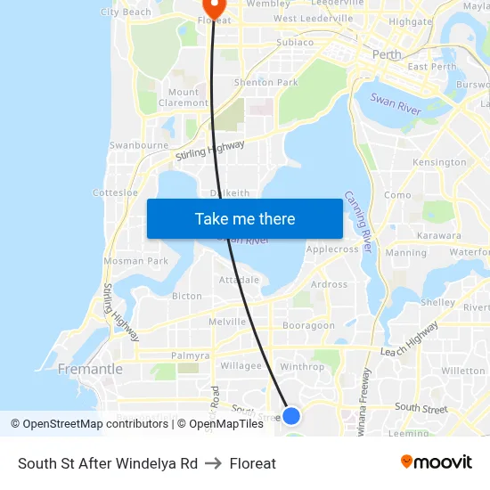South St After Windelya Rd to Floreat map