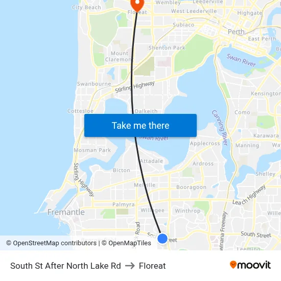 South St After North Lake Rd to Floreat map