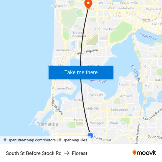 South St Before Stock Rd to Floreat map