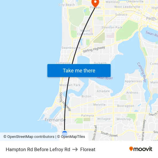 Hampton Rd Before Lefroy Rd to Floreat map