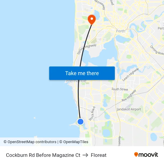 Cockburn Rd Before Magazine Ct to Floreat map
