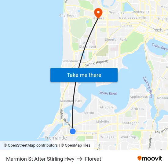 Marmion St After Stirling Hwy to Floreat map