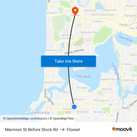 Marmion St Before Stock Rd to Floreat map