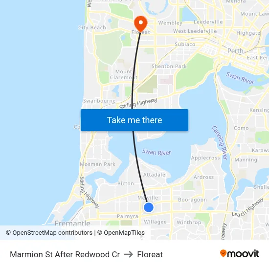 Marmion St After Redwood Cr to Floreat map