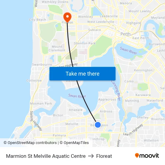 Marmion St Melville Aquatic Centre to Floreat map