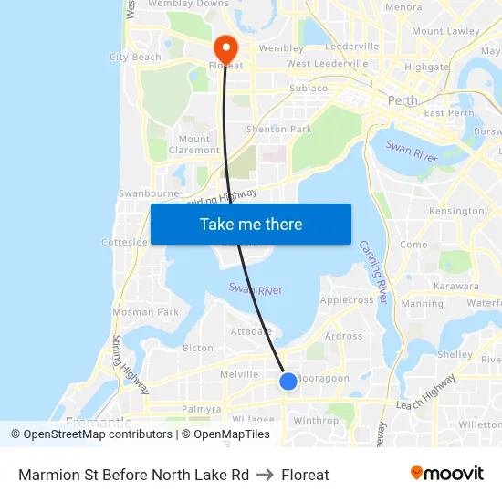 Marmion St Before North Lake Rd to Floreat map