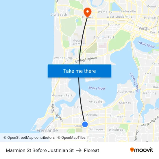Marmion St Before Justinian St to Floreat map