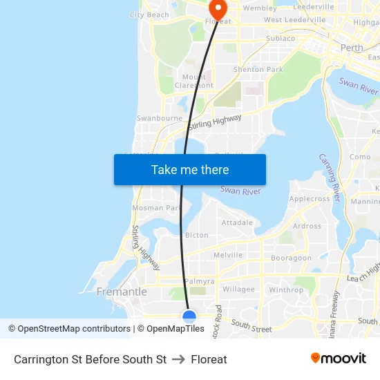 Carrington St Before South St to Floreat map