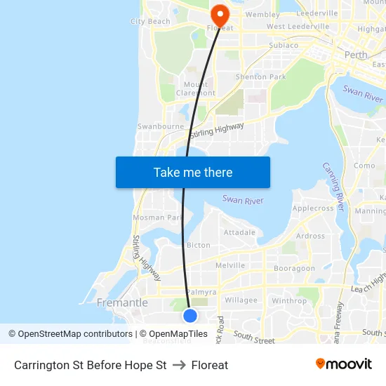 Carrington St Before Hope St to Floreat map