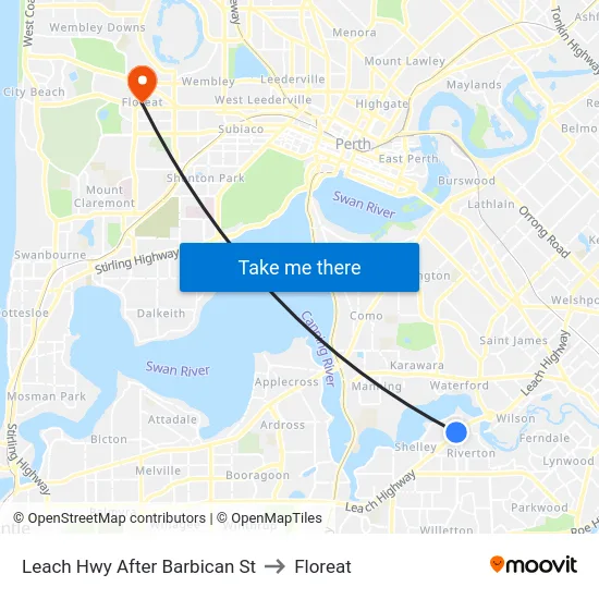 Leach Hwy After Barbican St to Floreat map