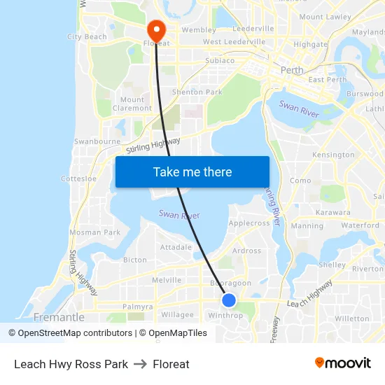 Leach Hwy Ross Park to Floreat map