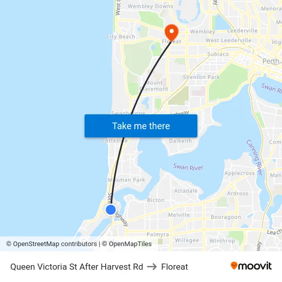 Queen Victoria St After Harvest Rd to Floreat map