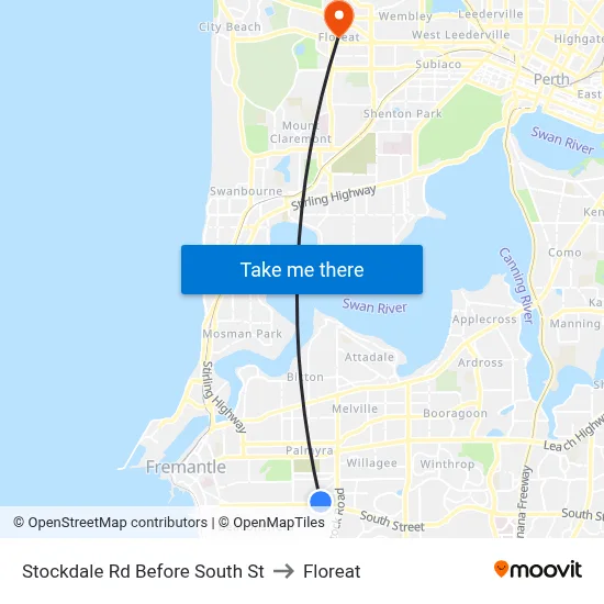 Stockdale Rd Before South St to Floreat map