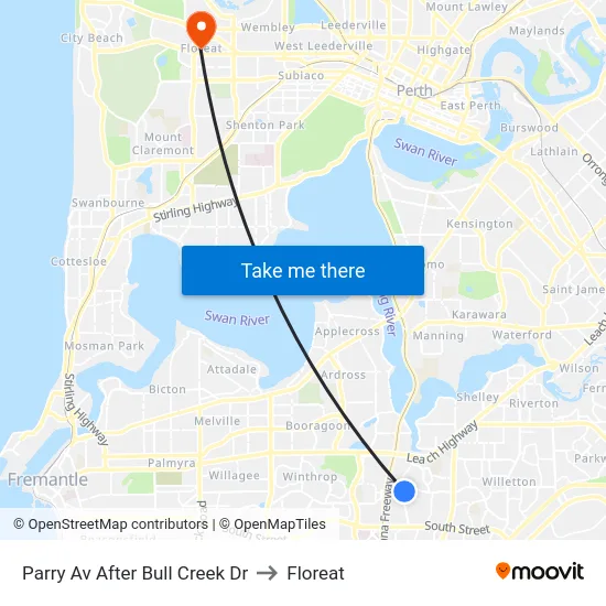 Parry Av After Bull Creek Dr to Floreat map