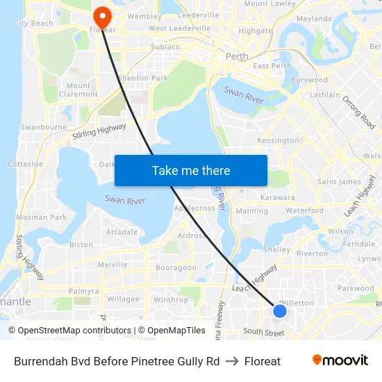 Burrendah Bvd Before Pinetree Gully Rd to Floreat map