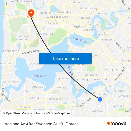 Vahland Av After Swanson St to Floreat map