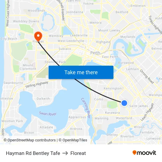 Hayman Rd Bentley Tafe to Floreat map