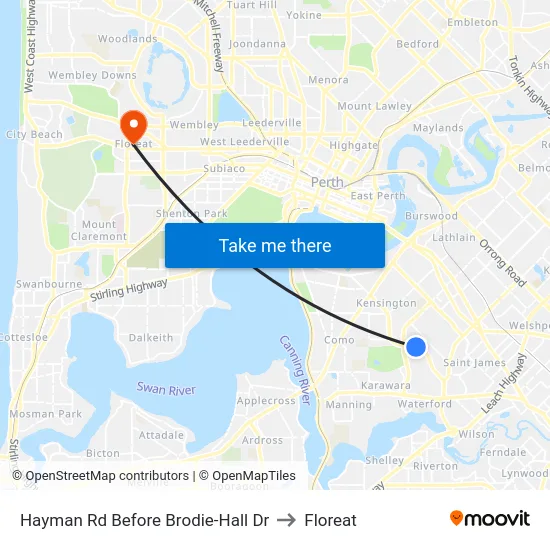 Hayman Rd Before Brodie-Hall Dr to Floreat map