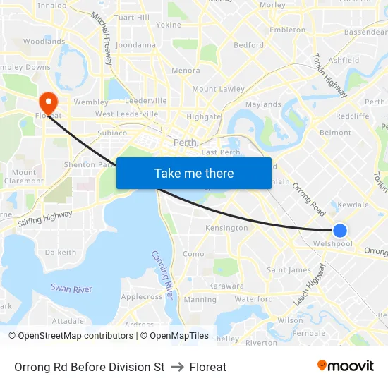 Orrong Rd Before Division St to Floreat map