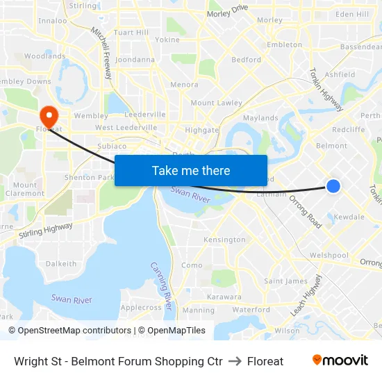 Wright St - Belmont Forum Shopping Ctr to Floreat map
