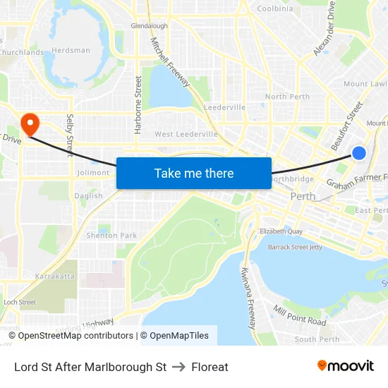 Lord St After Marlborough St to Floreat map