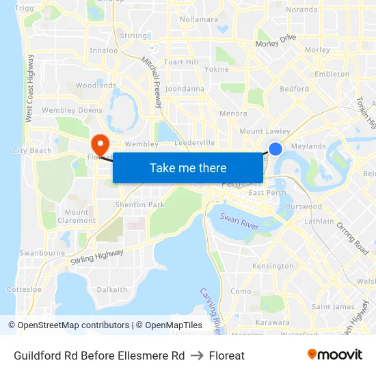 Guildford Rd Before Ellesmere Rd to Floreat map