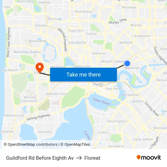 Guildford Rd Before Eighth Av to Floreat map