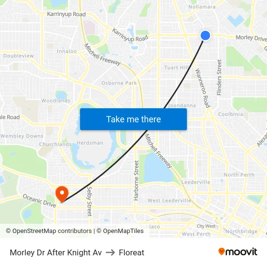 Morley Dr After Knight Av to Floreat map