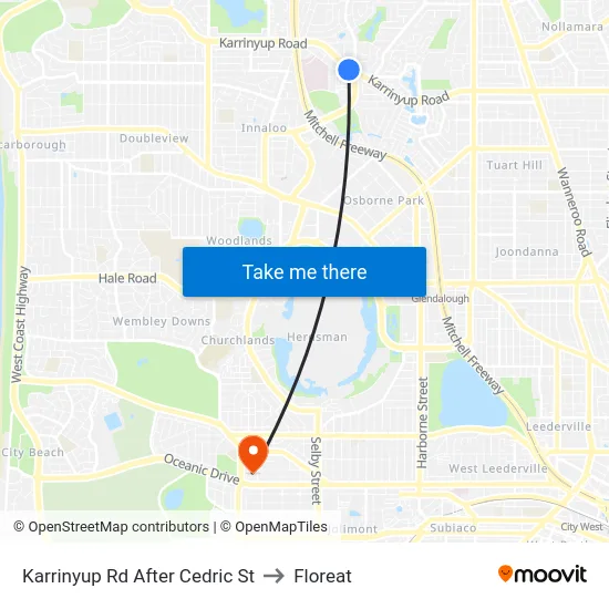 Karrinyup Rd After Cedric St to Floreat map