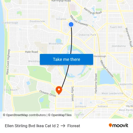 Ellen Stirling Bvd Ikea Cat Id 2 to Floreat map