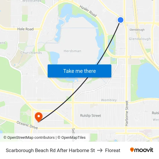 Scarborough Beach Rd After Harborne St to Floreat map