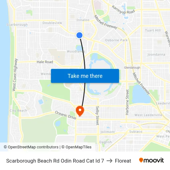 Scarborough Beach Rd Odin Road Cat Id 7 to Floreat map