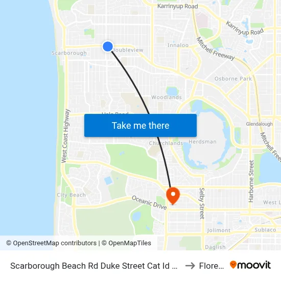 Scarborough Beach Rd Duke Street Cat Id 15 to Floreat map