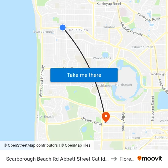 Scarborough Beach Rd Abbett Street Cat Id 16 to Floreat map