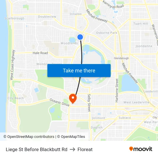Liege St Before Blackbutt Rd to Floreat map