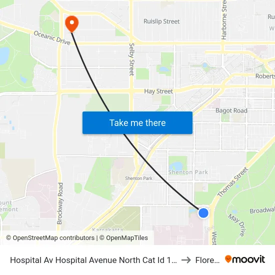 Hospital Av Hospital Avenue North Cat Id 114 to Floreat map