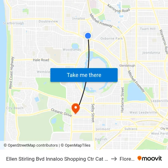 Ellen Stirling Bvd Innaloo Shopping Ctr Cat Id 4 to Floreat map