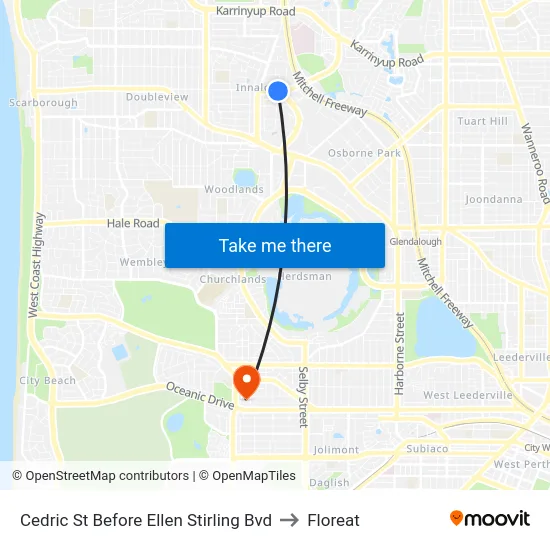 Cedric St Before Ellen Stirling Bvd to Floreat map