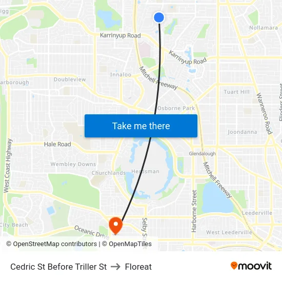 Cedric St Before Triller St to Floreat map