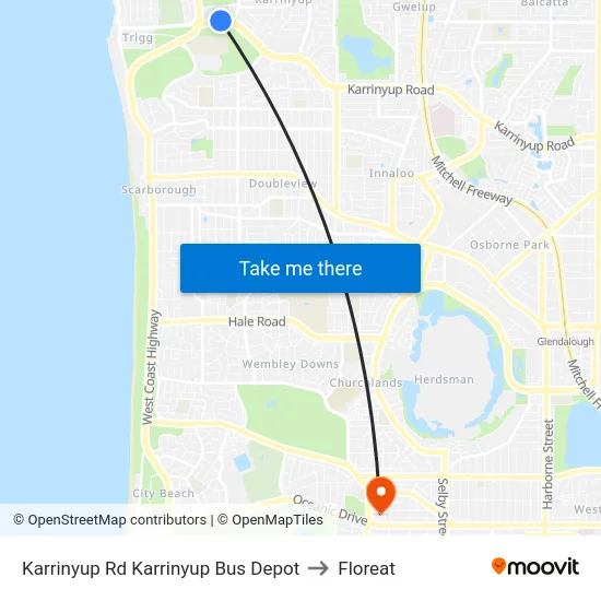 Karrinyup Rd Karrinyup Bus Depot to Floreat map