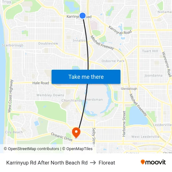 Karrinyup Rd After North Beach Rd to Floreat map