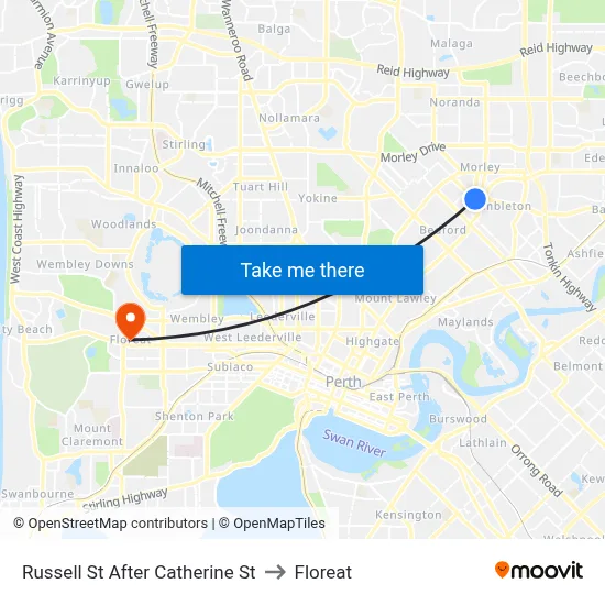 Russell St After Catherine St to Floreat map