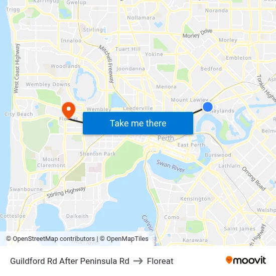 Guildford Rd After Peninsula Rd to Floreat map