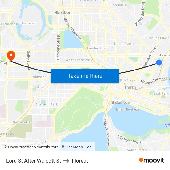 Lord St After Walcott St to Floreat map