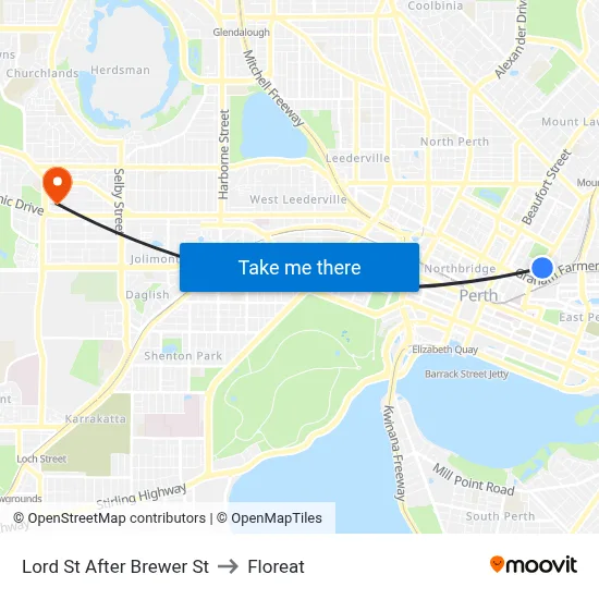 Lord St After Brewer St to Floreat map