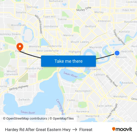 Hardey Rd After Great Eastern Hwy to Floreat map