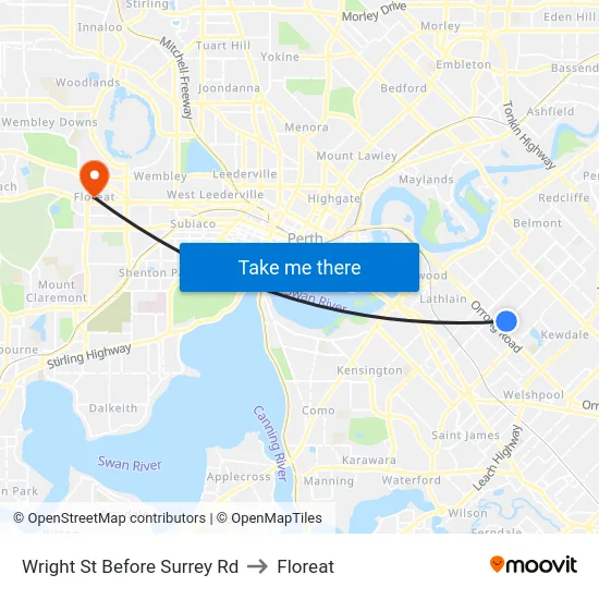 Wright St Before Surrey Rd to Floreat map